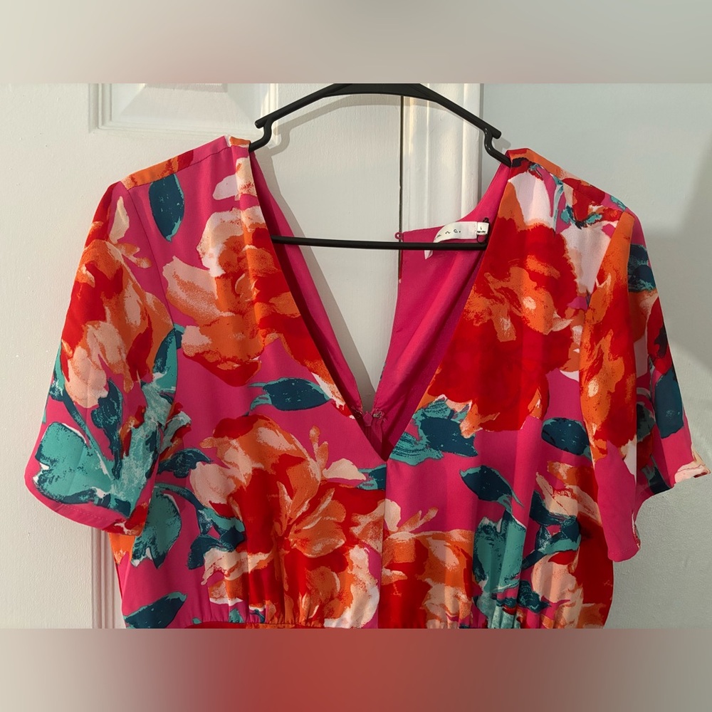 Ark long floral pink dress